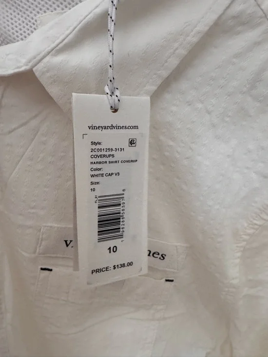 NWT Vineyard Vines Harbor Shirt Cover-Up | White Cap | Size 10 - Picture 2 of 6